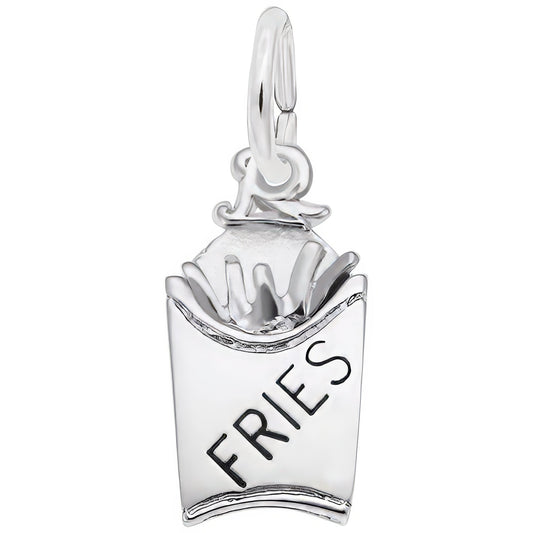 French Fries Charm - Metal - Sterling Silver