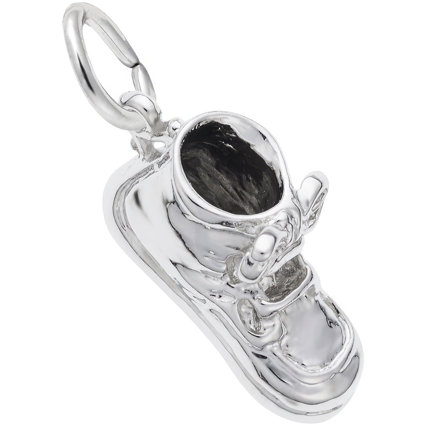 Baby Shoe w/Laces Charm - Metal - Sterling Silver