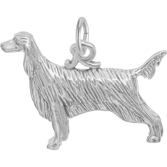 Irish Setter Dog Charm - Metal - Sterling Silver