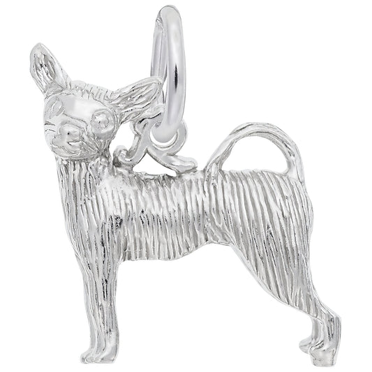 Sterling Silver Chihuahua Charm - 16mm x 13mm