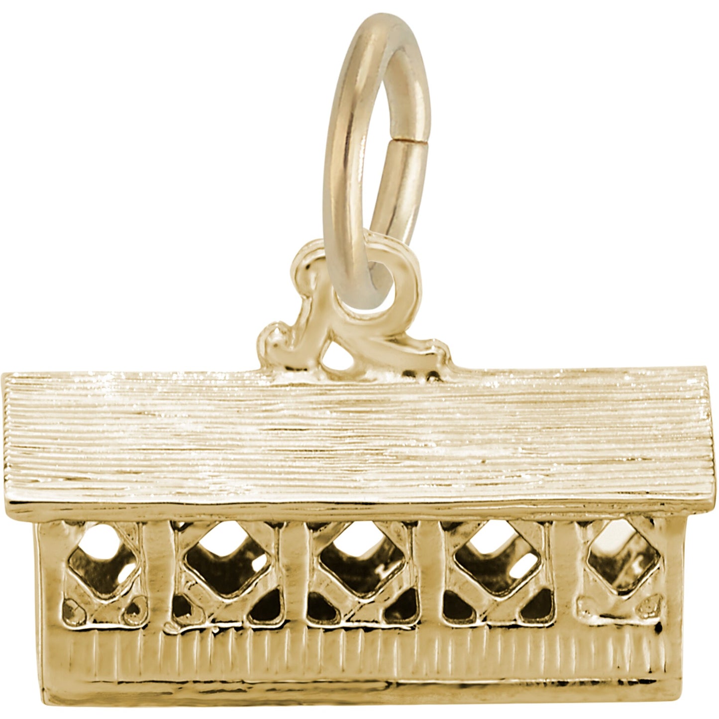 Pretty Covered Bridge Charm - Metal - Sterling Silver