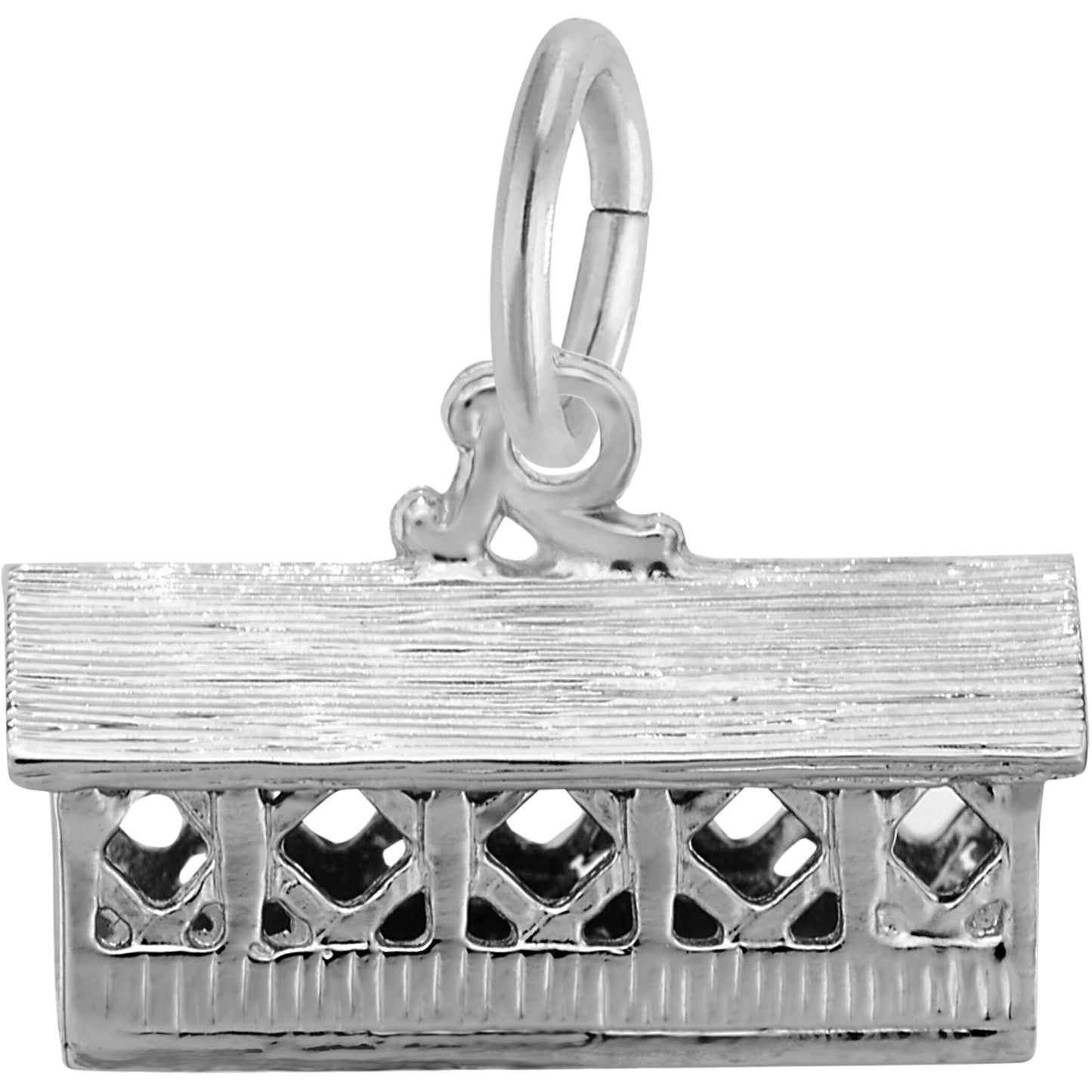 Pretty Covered Bridge Charm - Metal - Sterling Silver