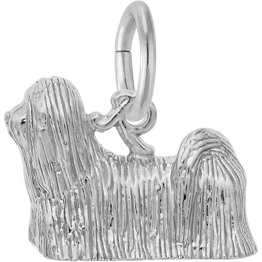 Lhasa Apso Dog Charm - Metal - Sterling Silver