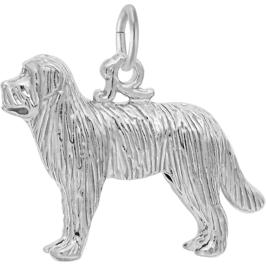 Newfoundland Dog Charm - Metal - Sterling Silver