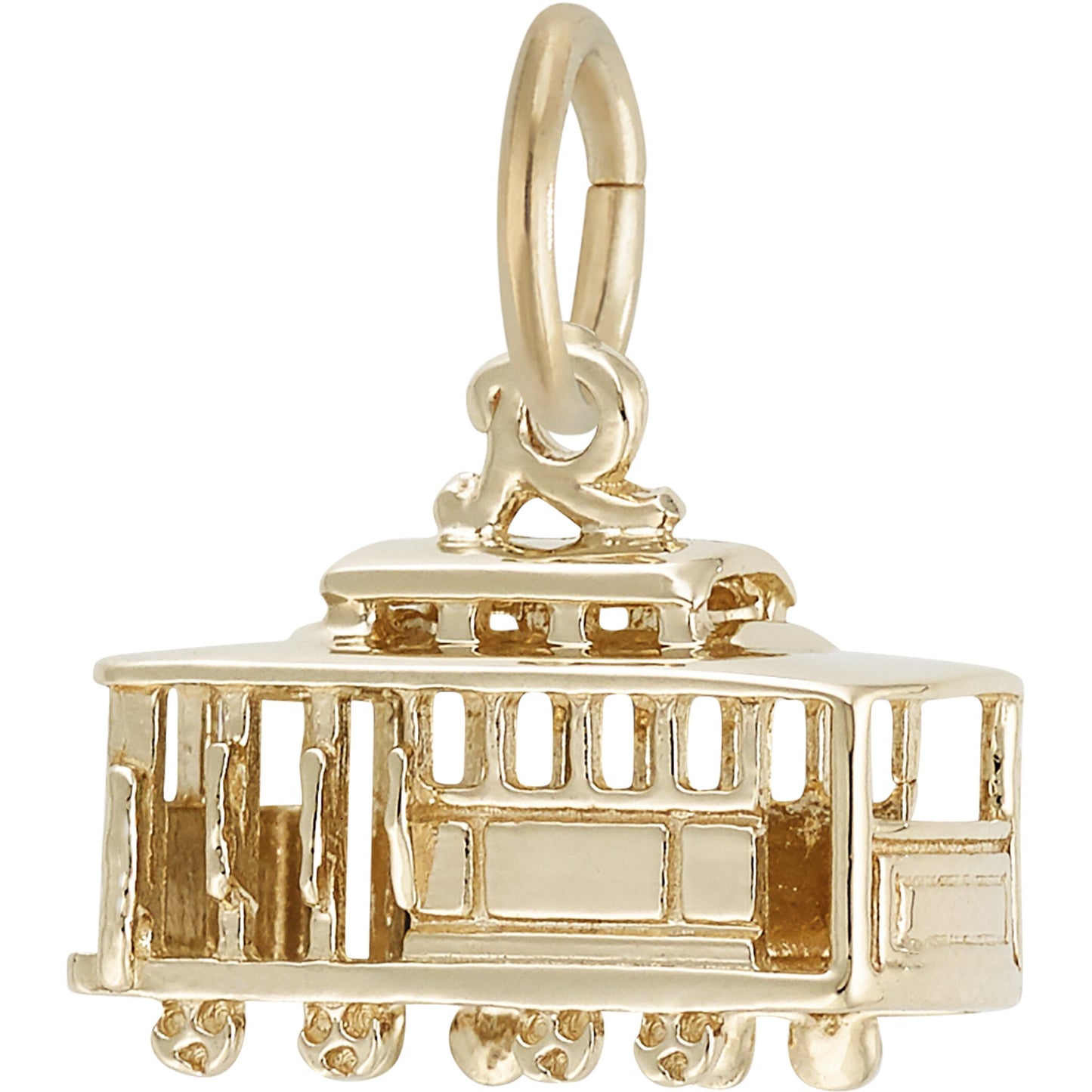 Detailed Cutout Cable Car Charm - Metal - Sterling Silver