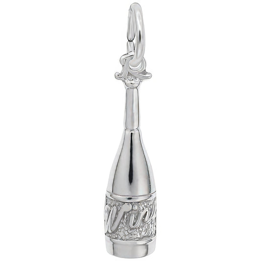 Sterling Silver Wine Bottle Charm - 19mm x 5mm