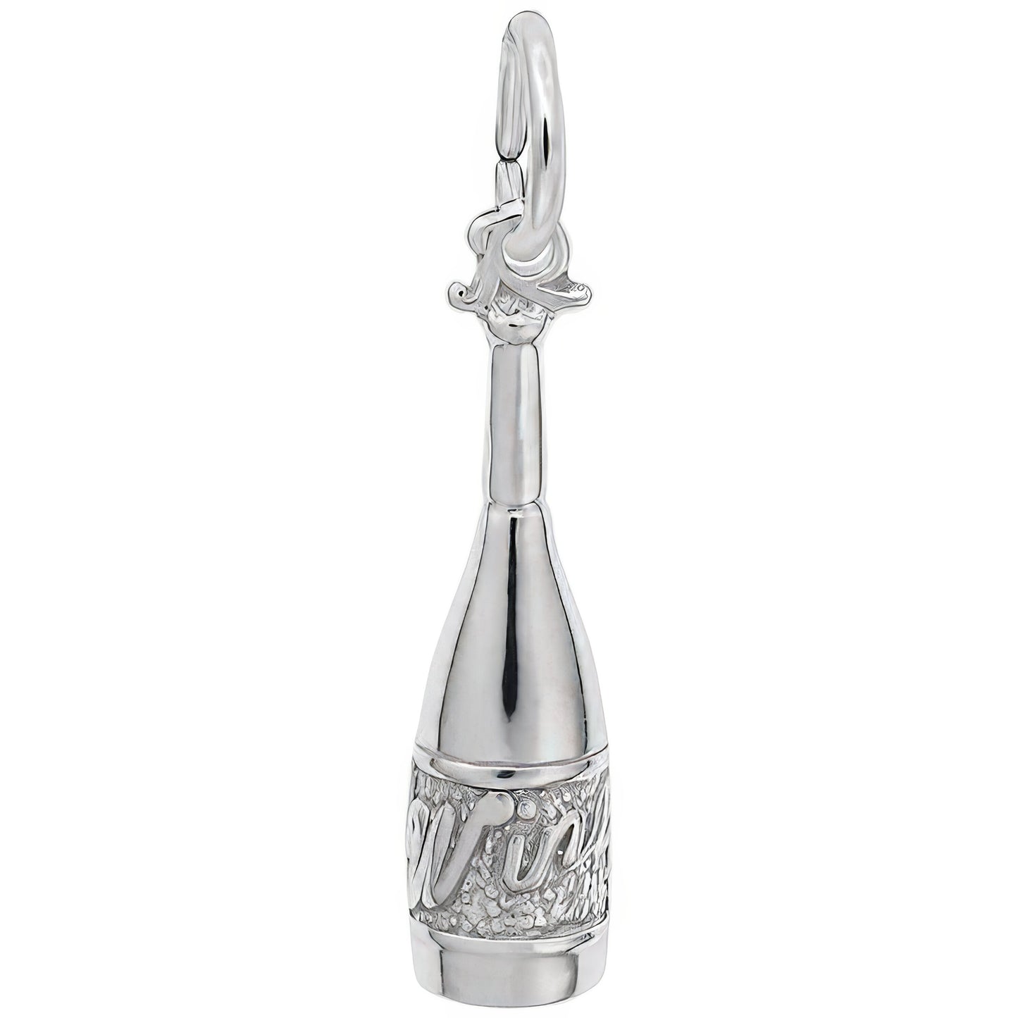 Sterling Silver Wine Bottle Charm - 19mm x 5mm
