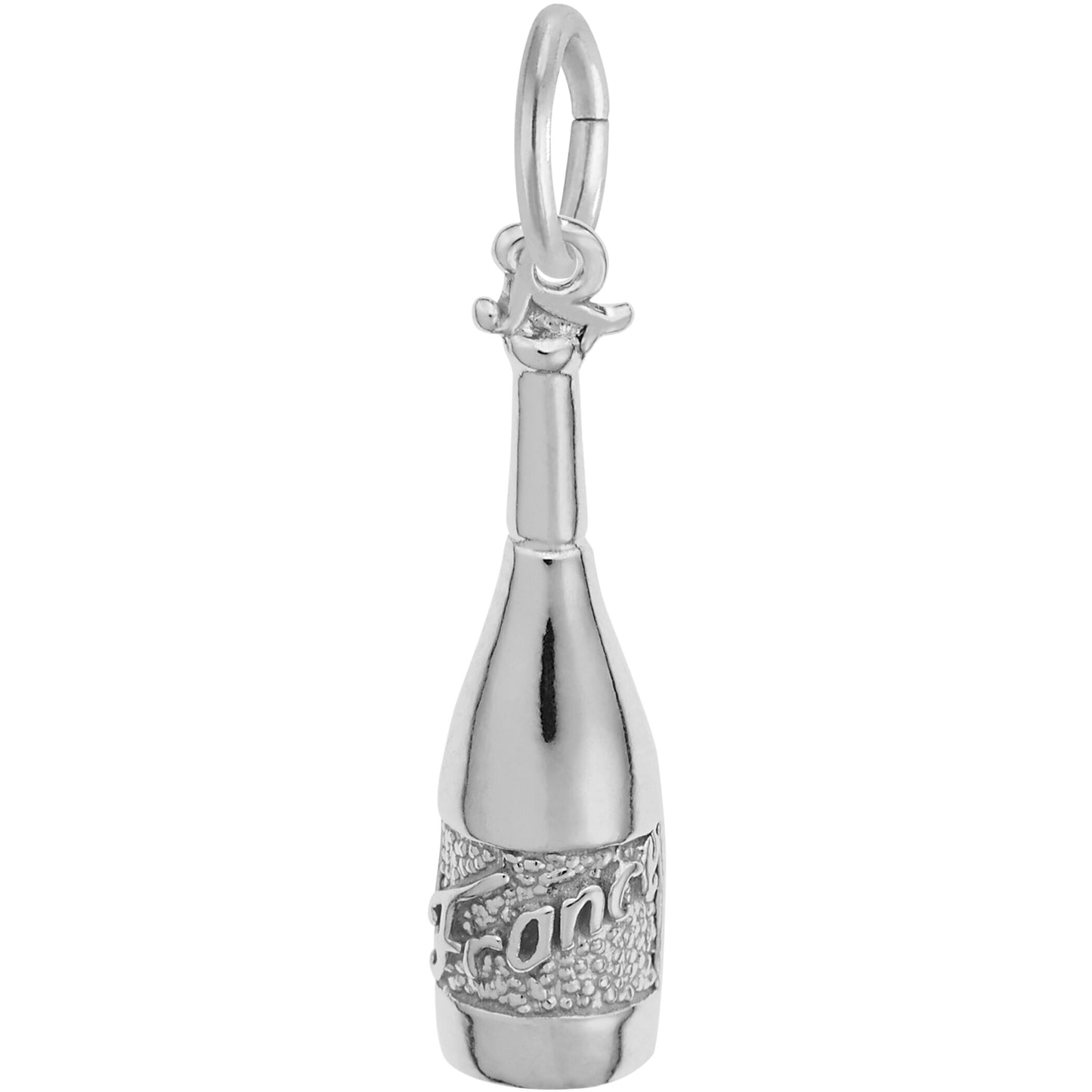France Burgundy Wine Bottle Charm - Metal - Sterling Silver