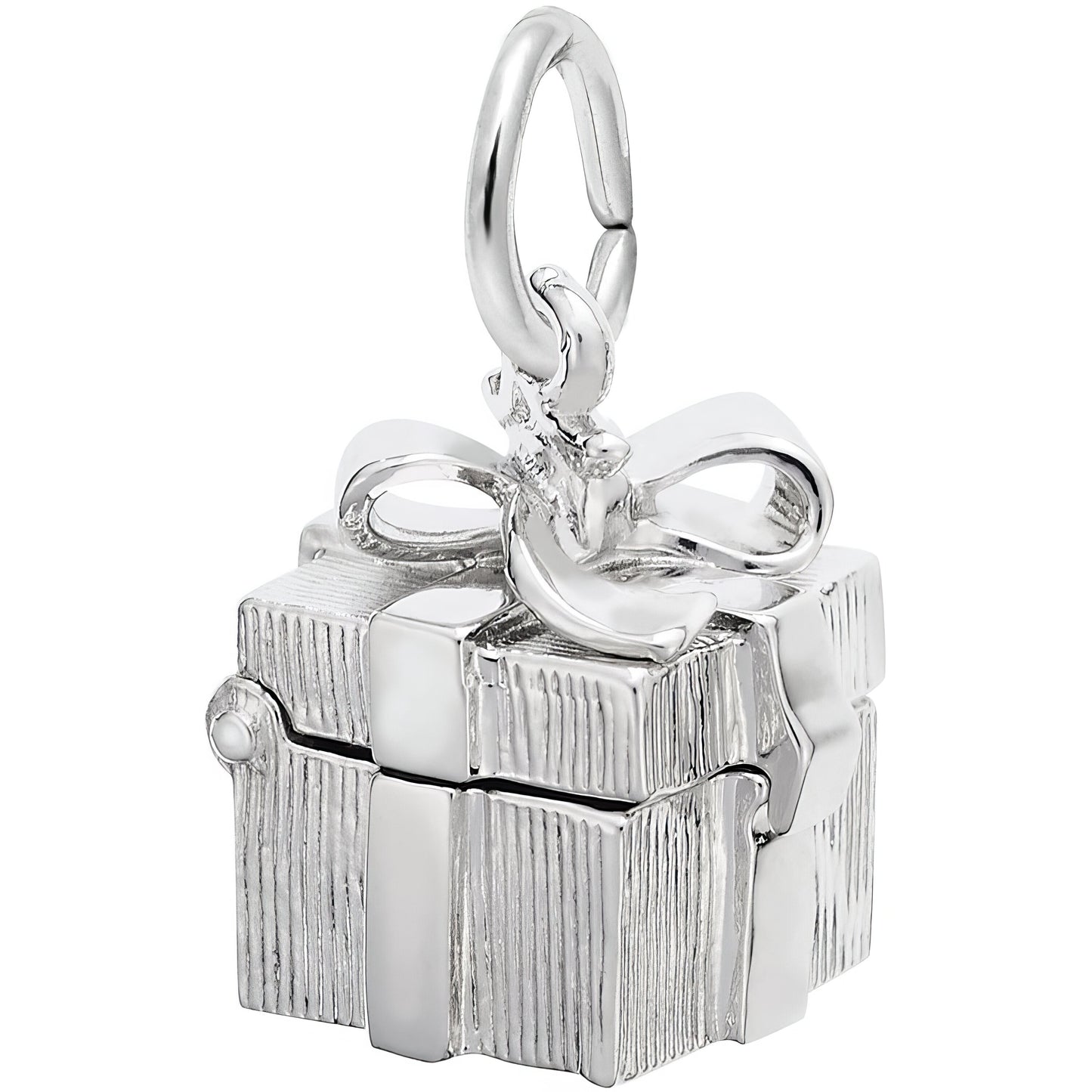 Opening Gift Box Charm - Metal - Sterling Silver