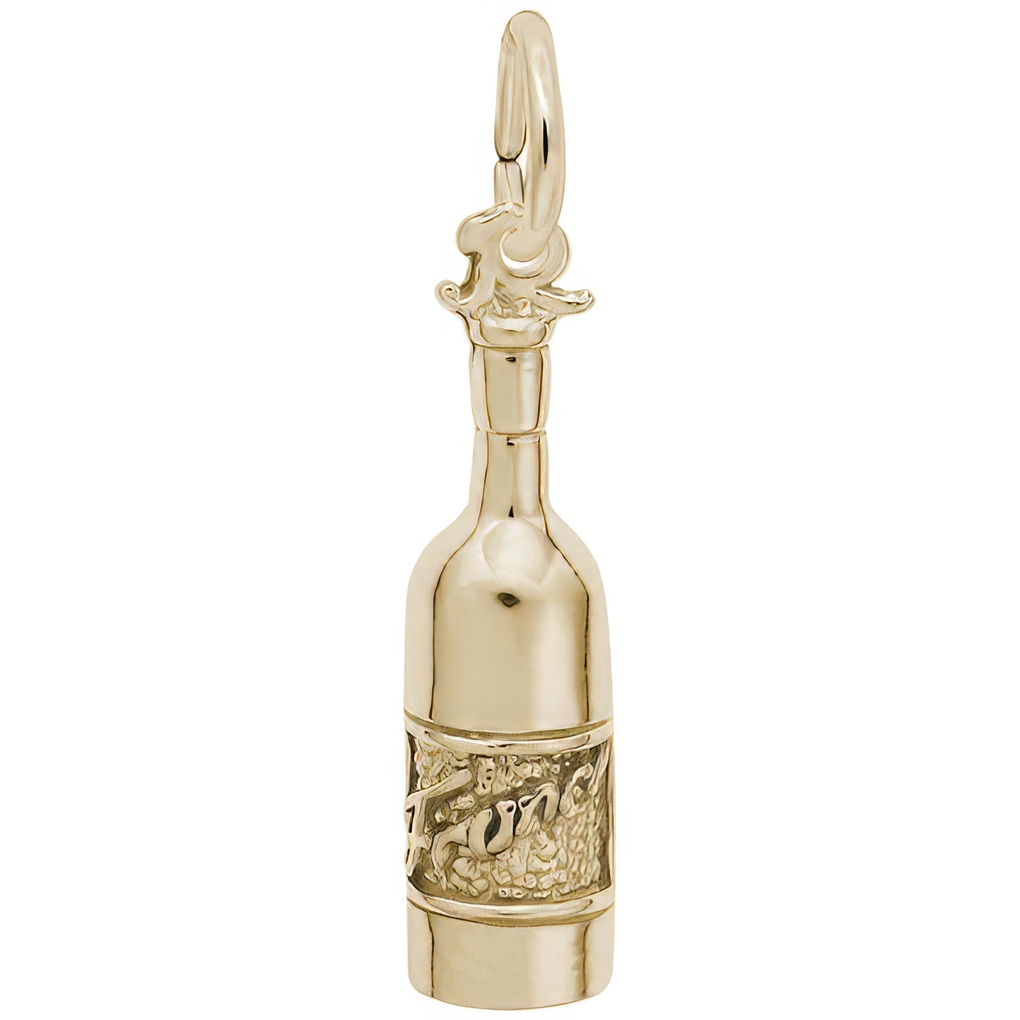 France Bordeaux Wine Bottle Charm - Metal - Sterling Silver