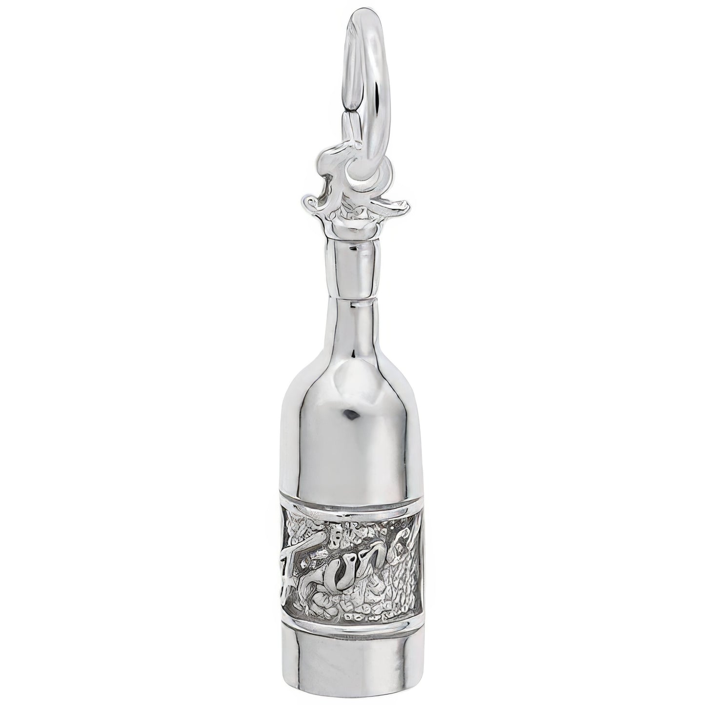 France Bordeaux Wine Bottle Charm - Metal - Sterling Silver