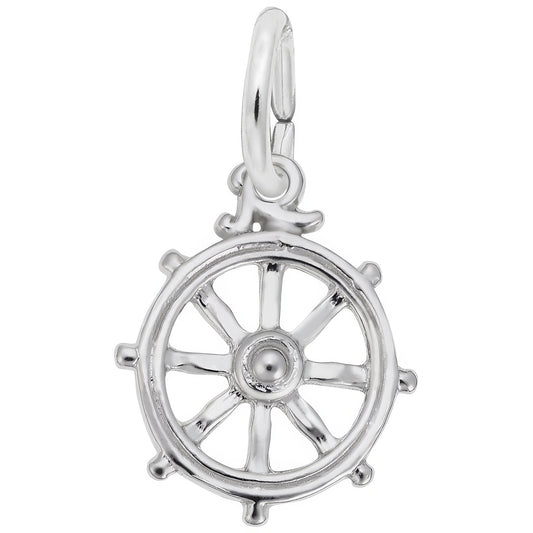 Ships Wheel Charm - Metal - Sterling Silver