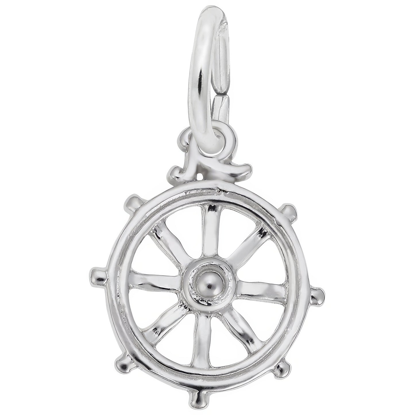 Ships Wheel Charm - Metal - Sterling Silver