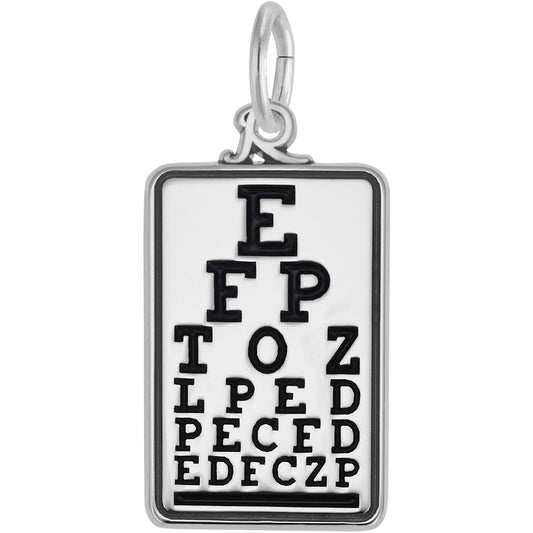 Eye Chart Charm - Metal - Sterling Silver