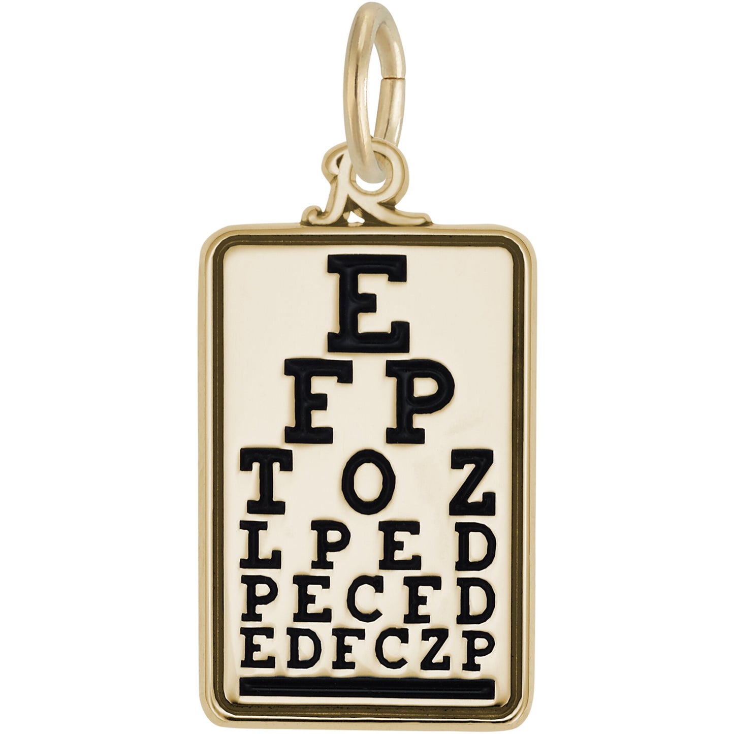 Eye Chart Charm - Metal - Sterling Silver