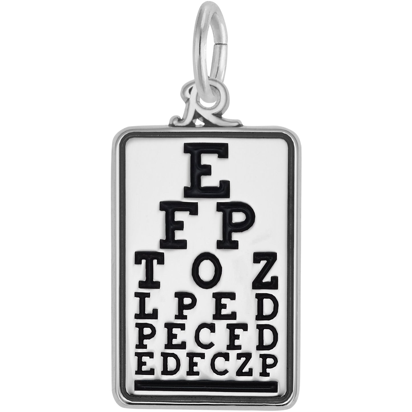 Eye Chart Charm - Metal - Sterling Silver