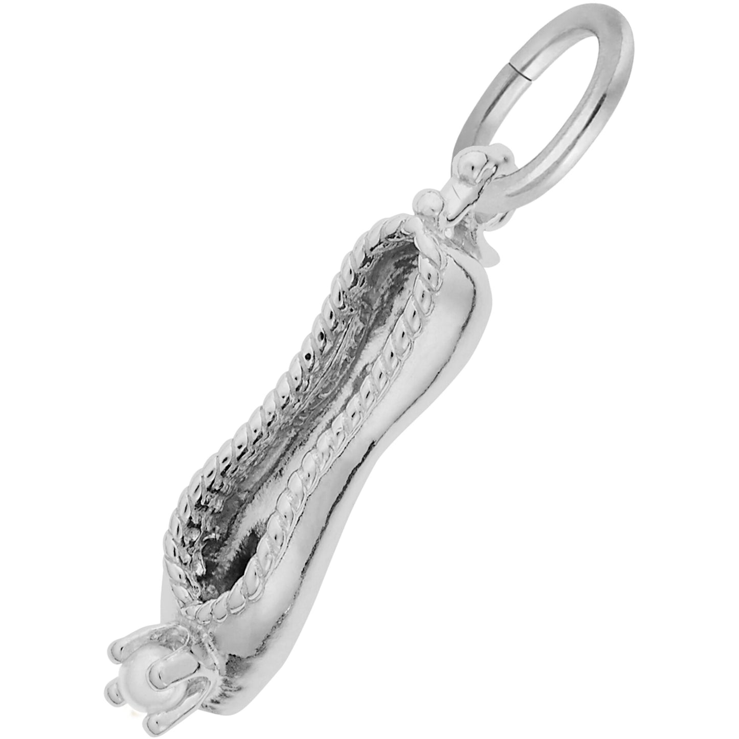Sterling Silver Ballet Slipper W/pearl Charm - 5mm x 15mm