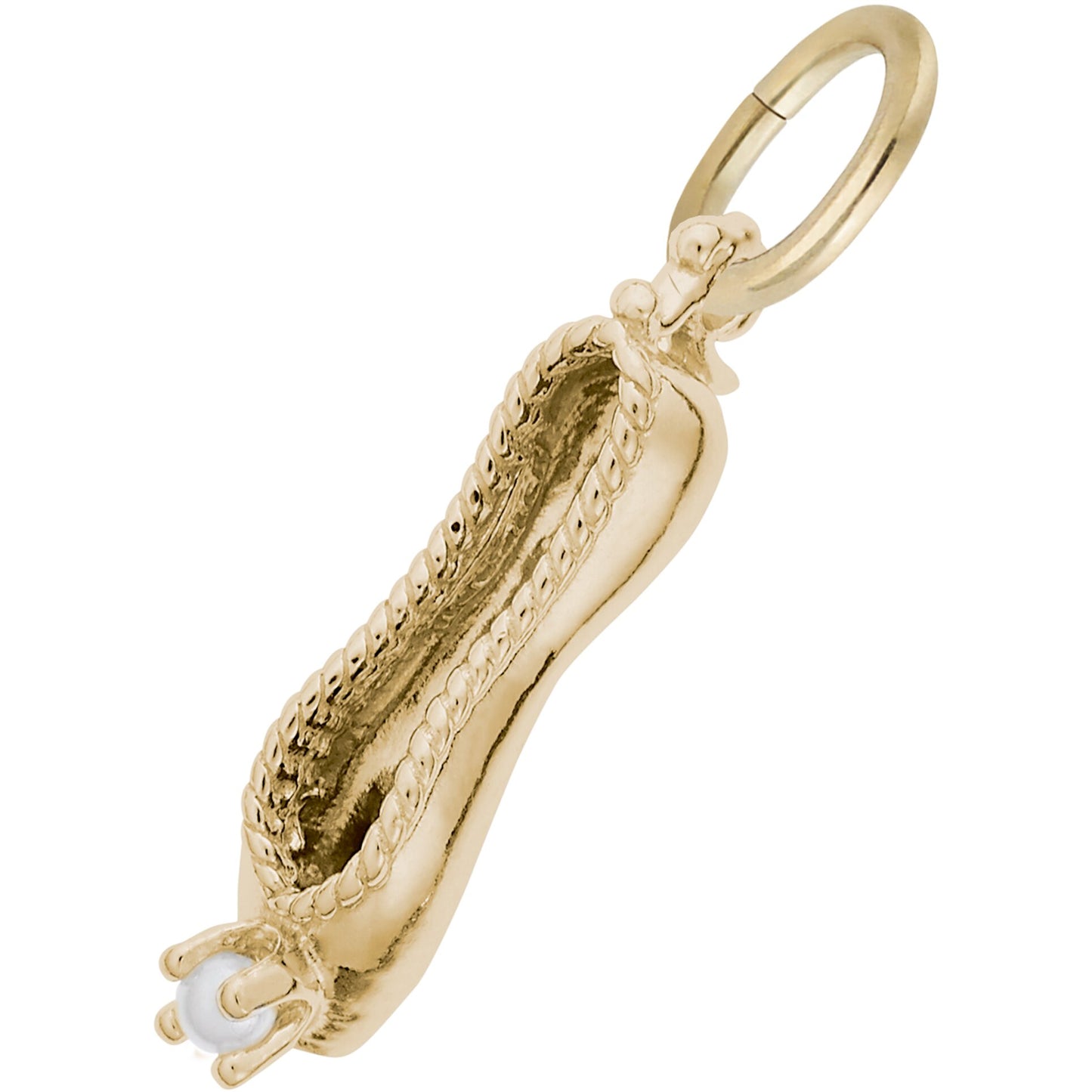 Sterling Silver Ballet Slipper W/pearl Charm - 5mm x 15mm