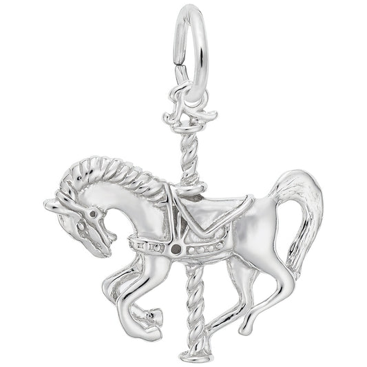 Sterling Silver Carousel Horse Charm - 16mm x 20mm