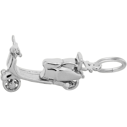 Moped Scooter Charm - Metal - Sterling Silver