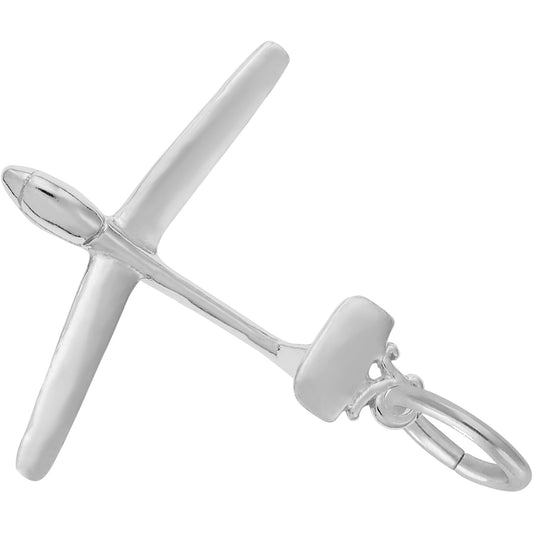 Glider Plane Charm - Metal - Sterling Silver