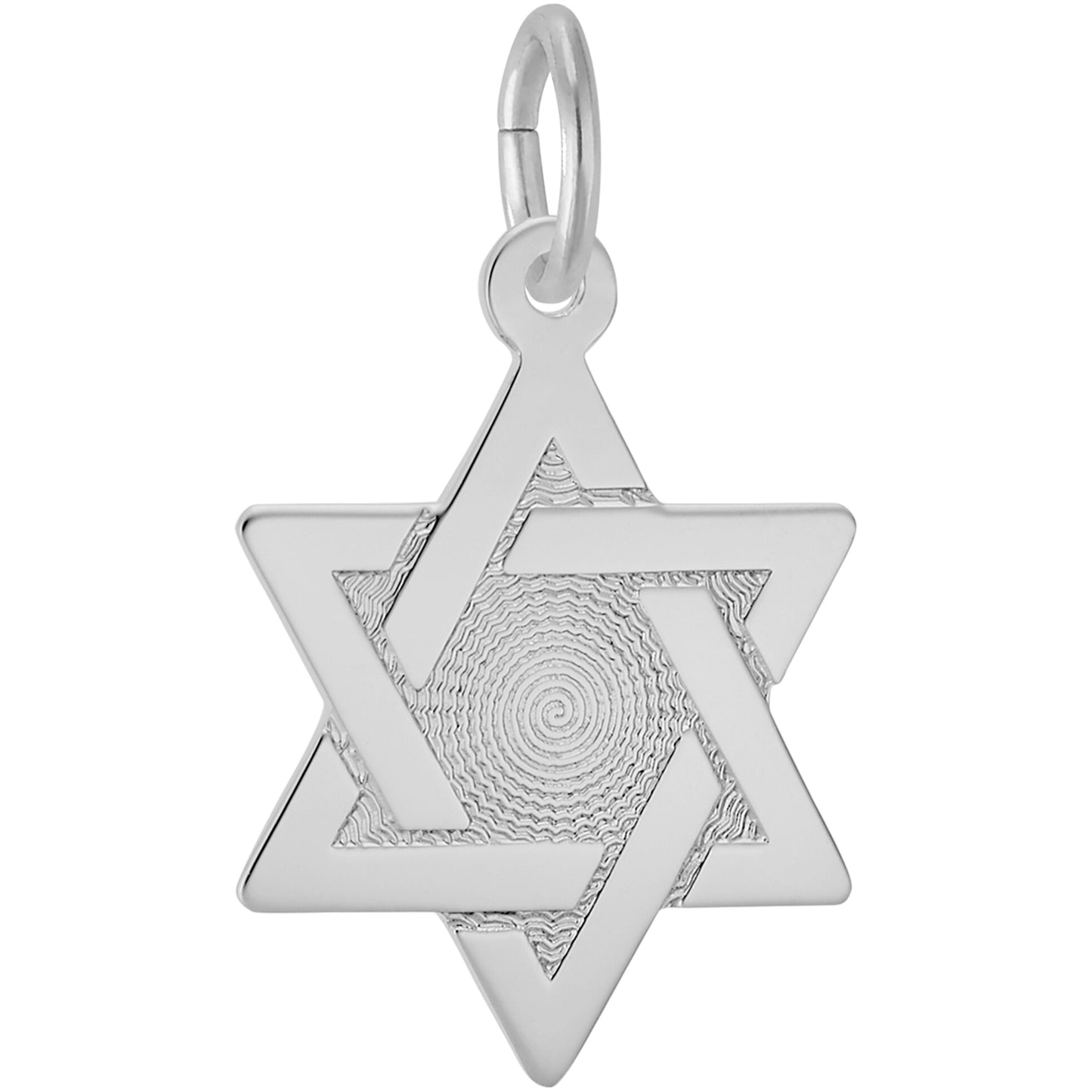 Star of David w/Brocade Center Charm - Metal - Sterling Silver