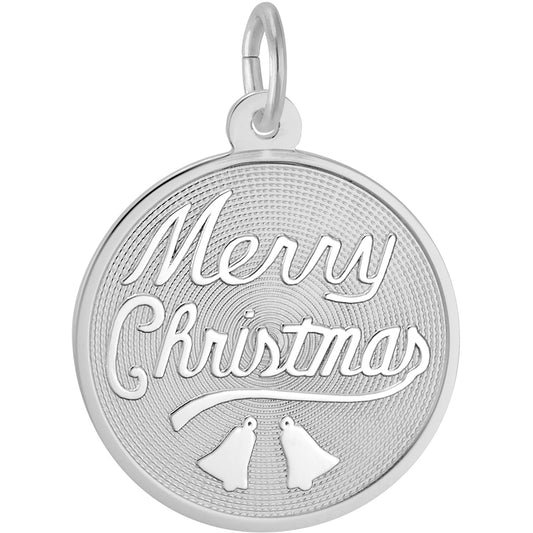 Merry Christmas Charm - Metal - Sterling Silver