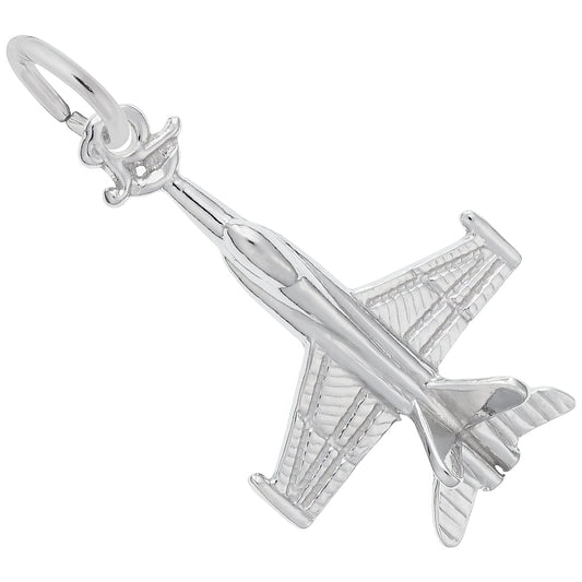Fighter Jet Charm - Metal - Sterling Silver