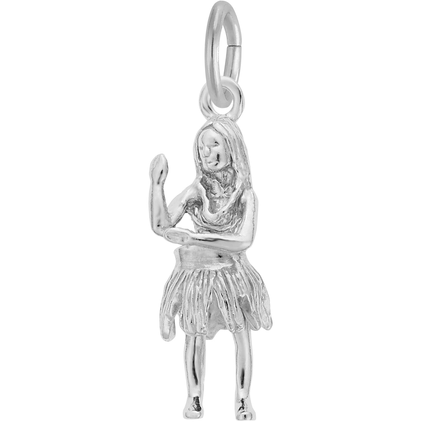 Sterling Silver Hula Dancer Charm - 18mm x 16mm