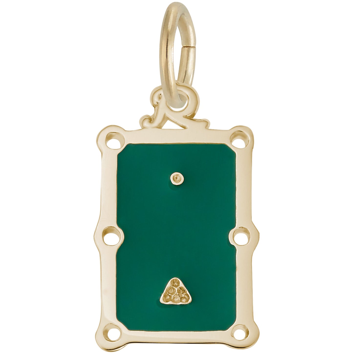 Pool Table Charm w/Green Enamel - Metal - Sterling Silver