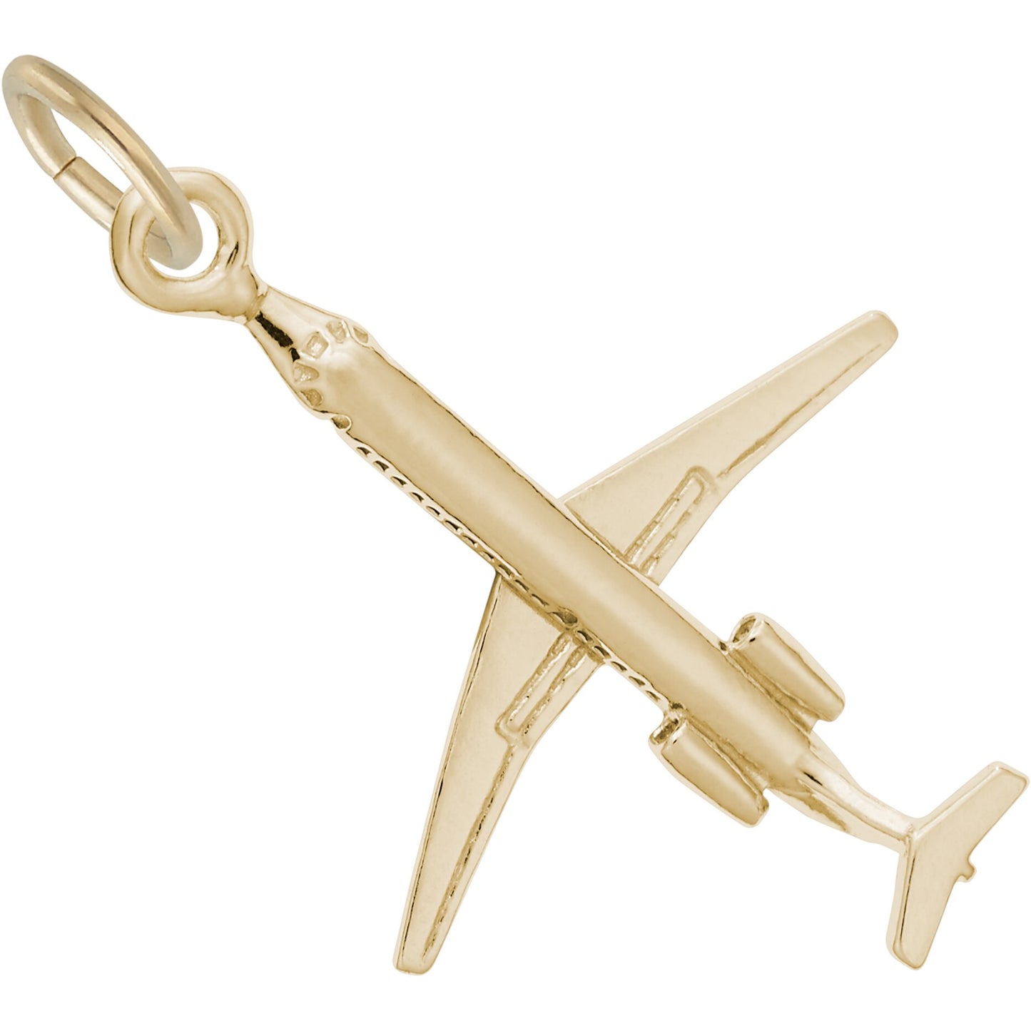 Large Airplane Charm - Metal - Sterling Silver