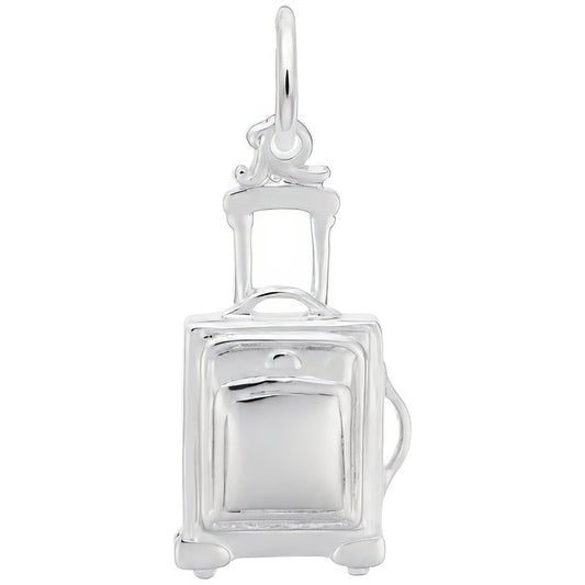 Rolling Suitcase Charm - Metal - Sterling Silver