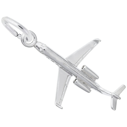 Small Airplane Charm - Metal - Sterling Silver