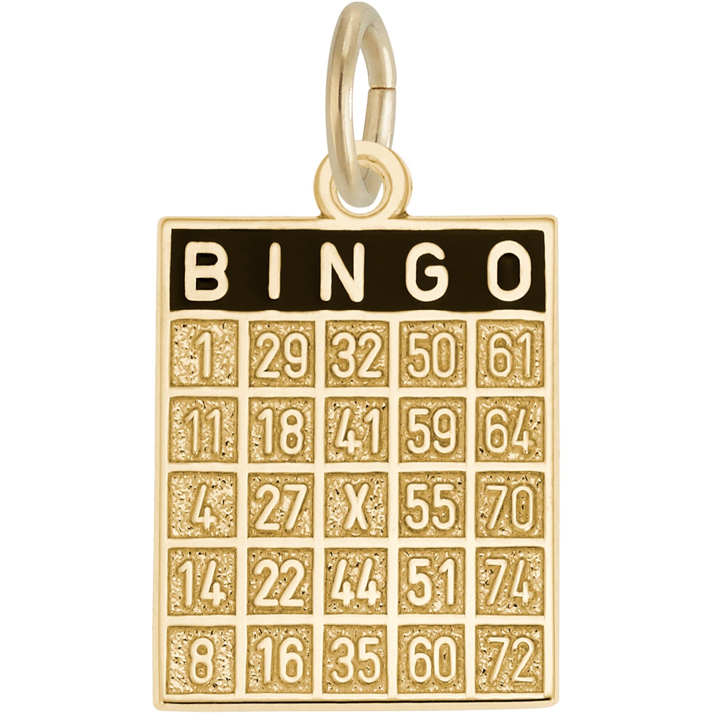 Bingo Card Charm w/Black Enamel - Metal - Sterling Silver