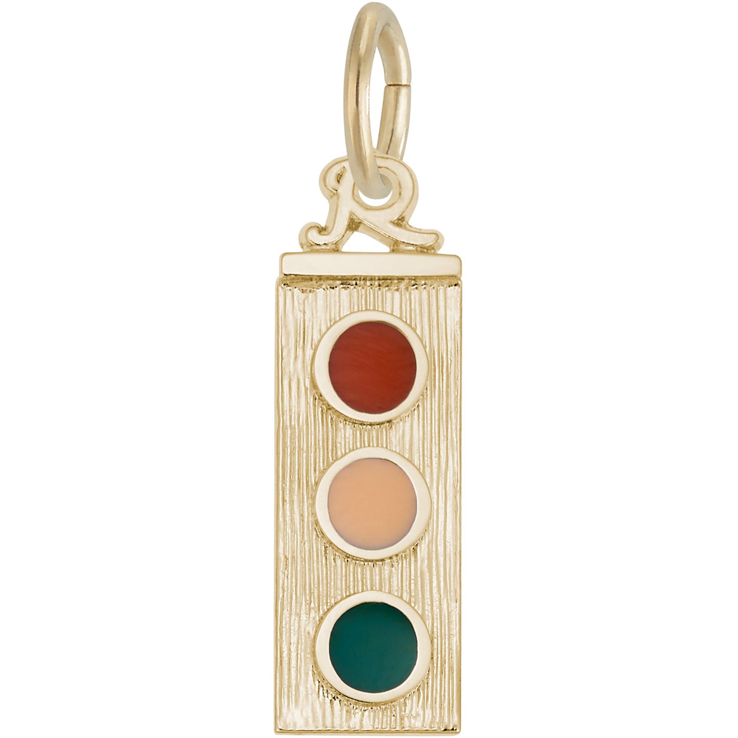 Traffic Light Charm w/Red, Yellow & Green Enamel - Metal - Sterling Silver