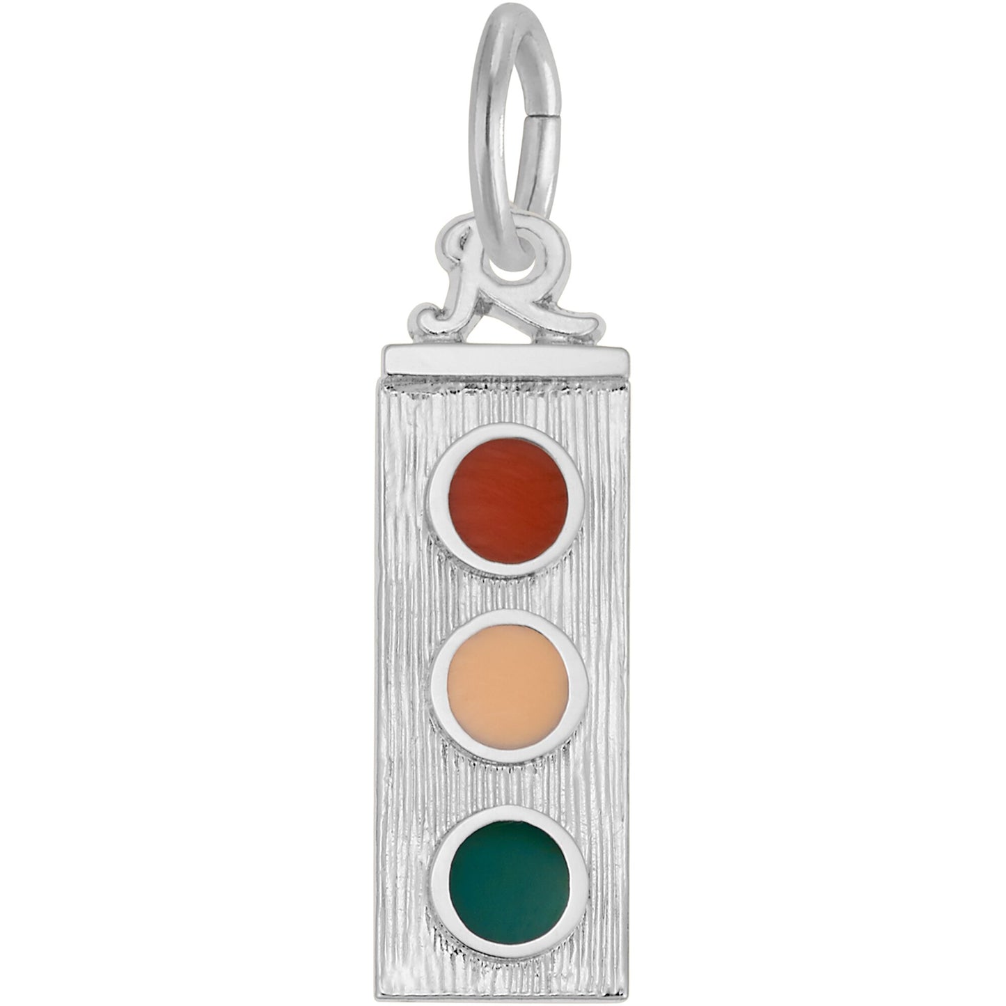 Traffic Light Charm w/Red, Yellow & Green Enamel - Metal - Sterling Silver