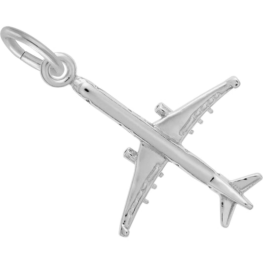 Sterling Silver Airplane Charm - 20mm x 18mm