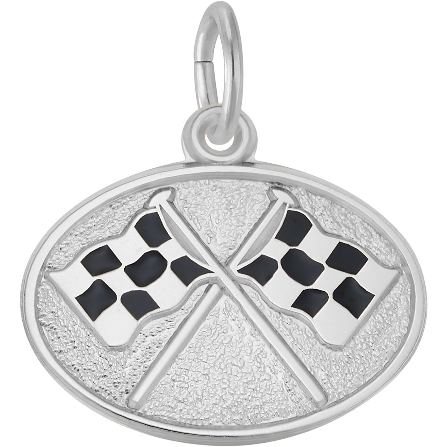 Sterling Silver Crossed Racing Flags Charm