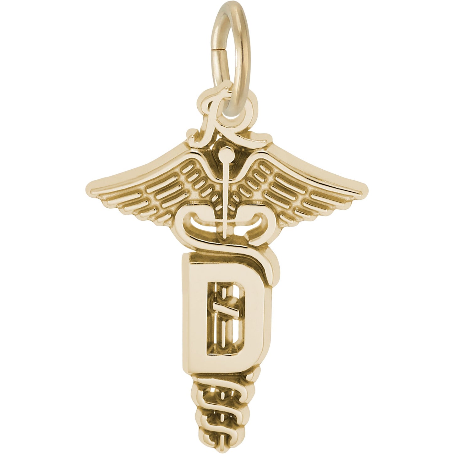 Dental Caduceus Charm - Metal - Sterling Silver