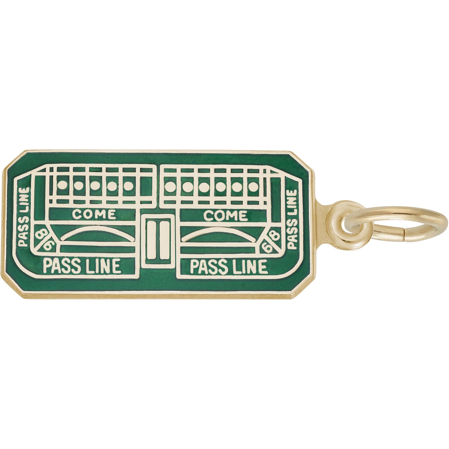 Craps Table Charm w/Green Enamel - Metal - Sterling Silver