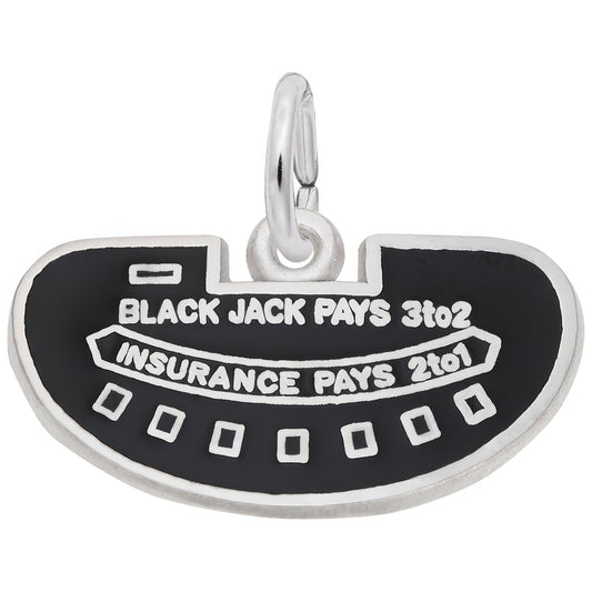 Black Jack Table Charm - Metal - Sterling Silver