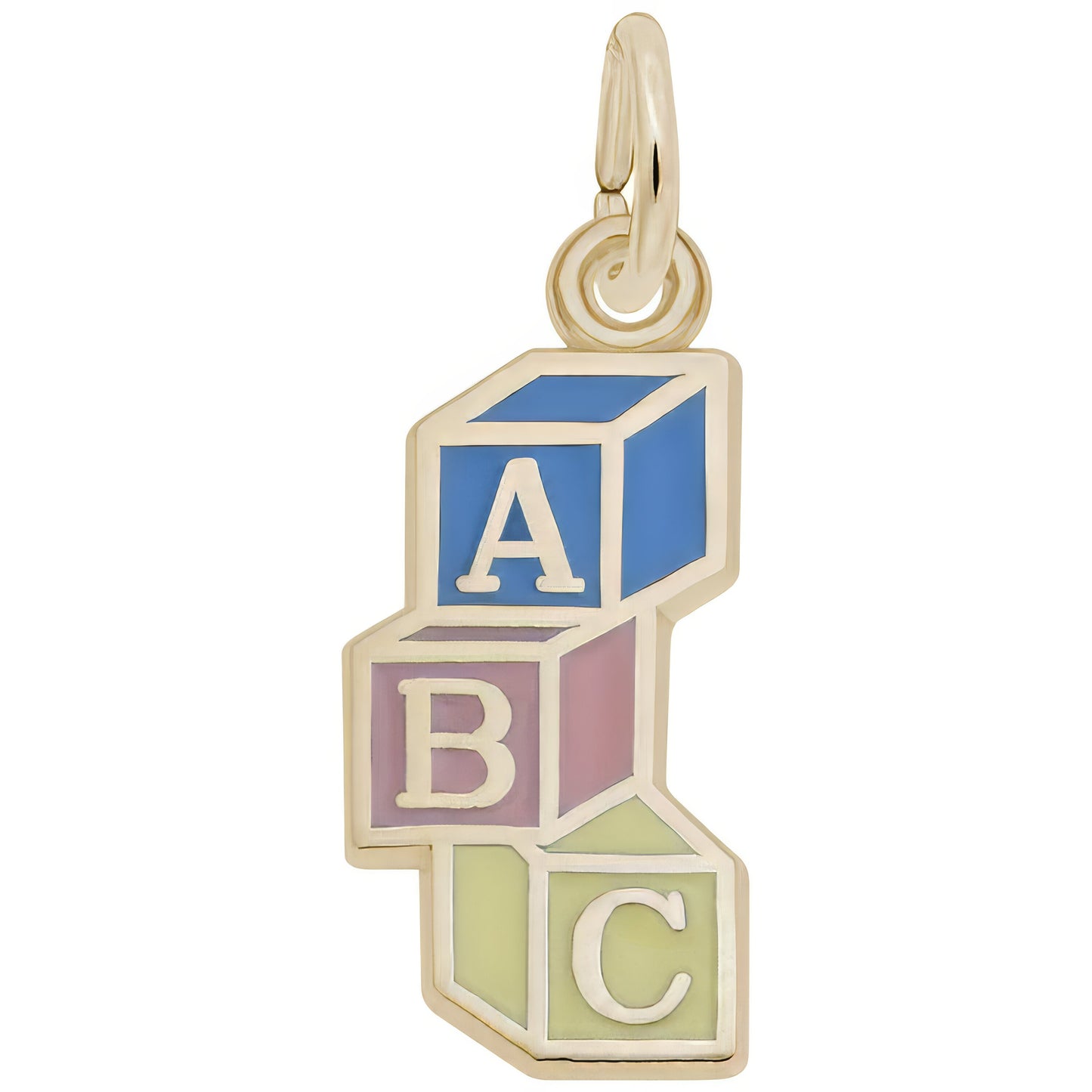 Sterling Silver ABC Baby Blocks Flat Charm