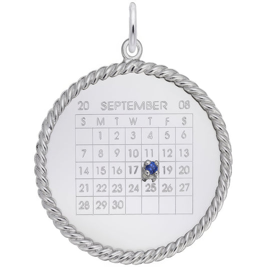 Sterling Silver Calendar Rope Frame Charm - 28mm x 28mm