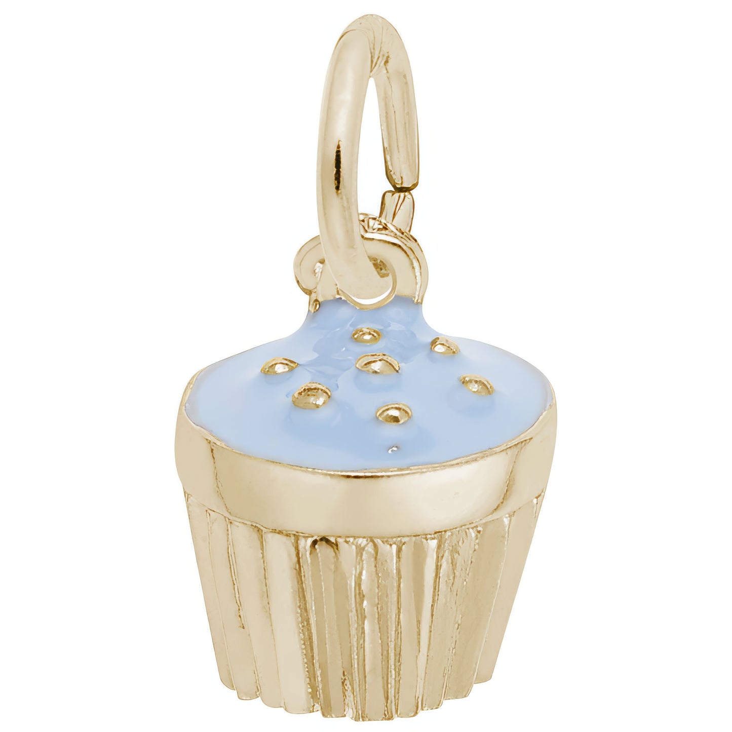Cupcake Charm w/Blue Enamel - Metal - Sterling Silver