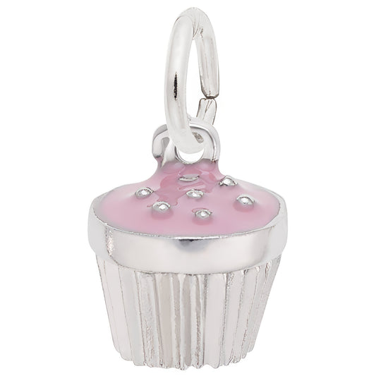 Sterling Silver Cupcake Pink Charm