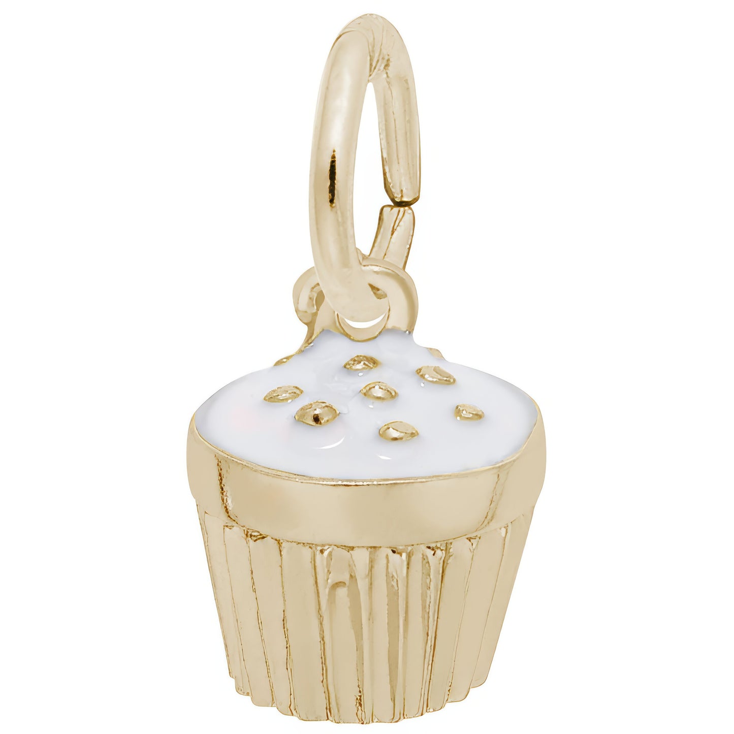 Cupcake Charm w/White Enamel - Metal - Sterling Silver