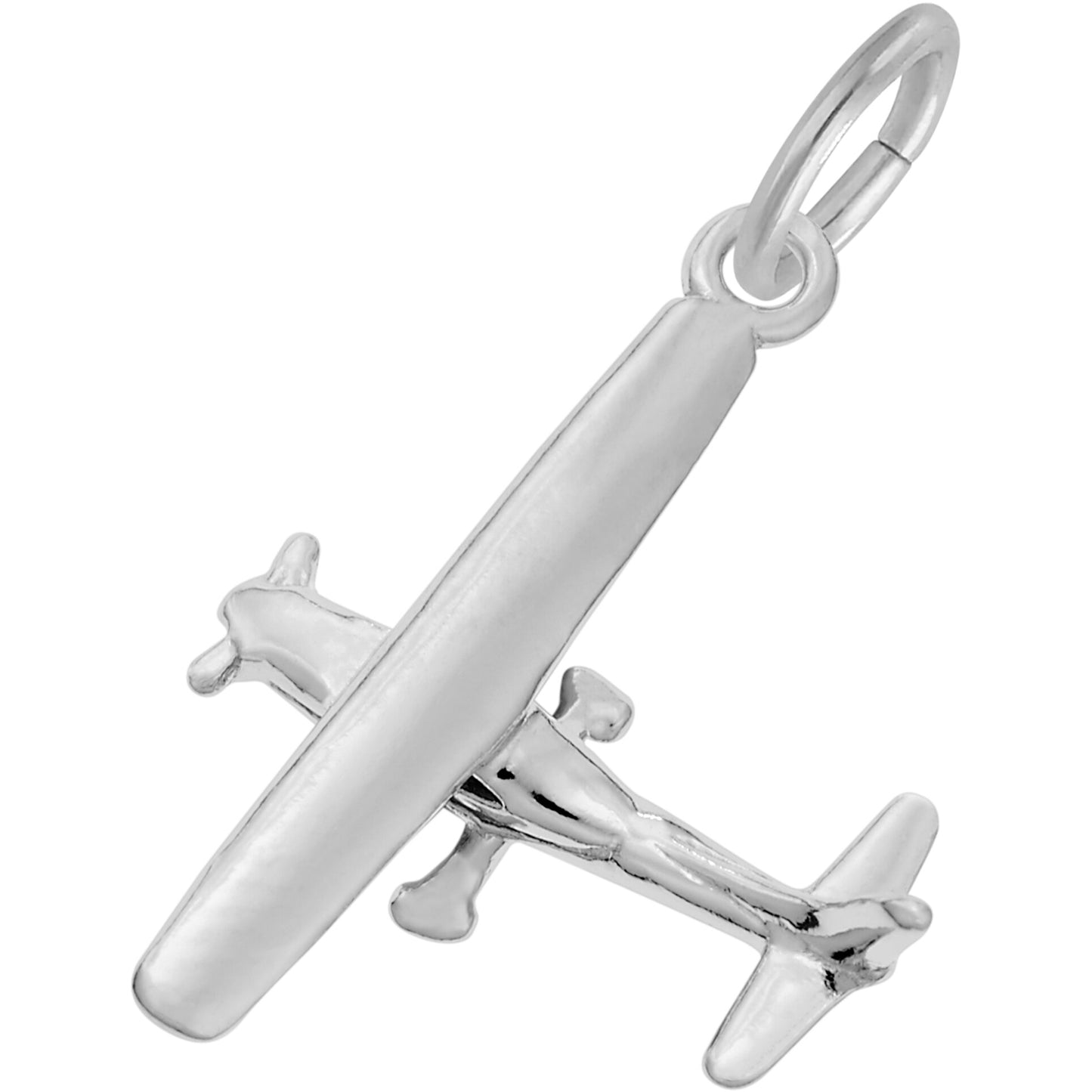 Single Engine Airplane Charm - Metal - Sterling Silver