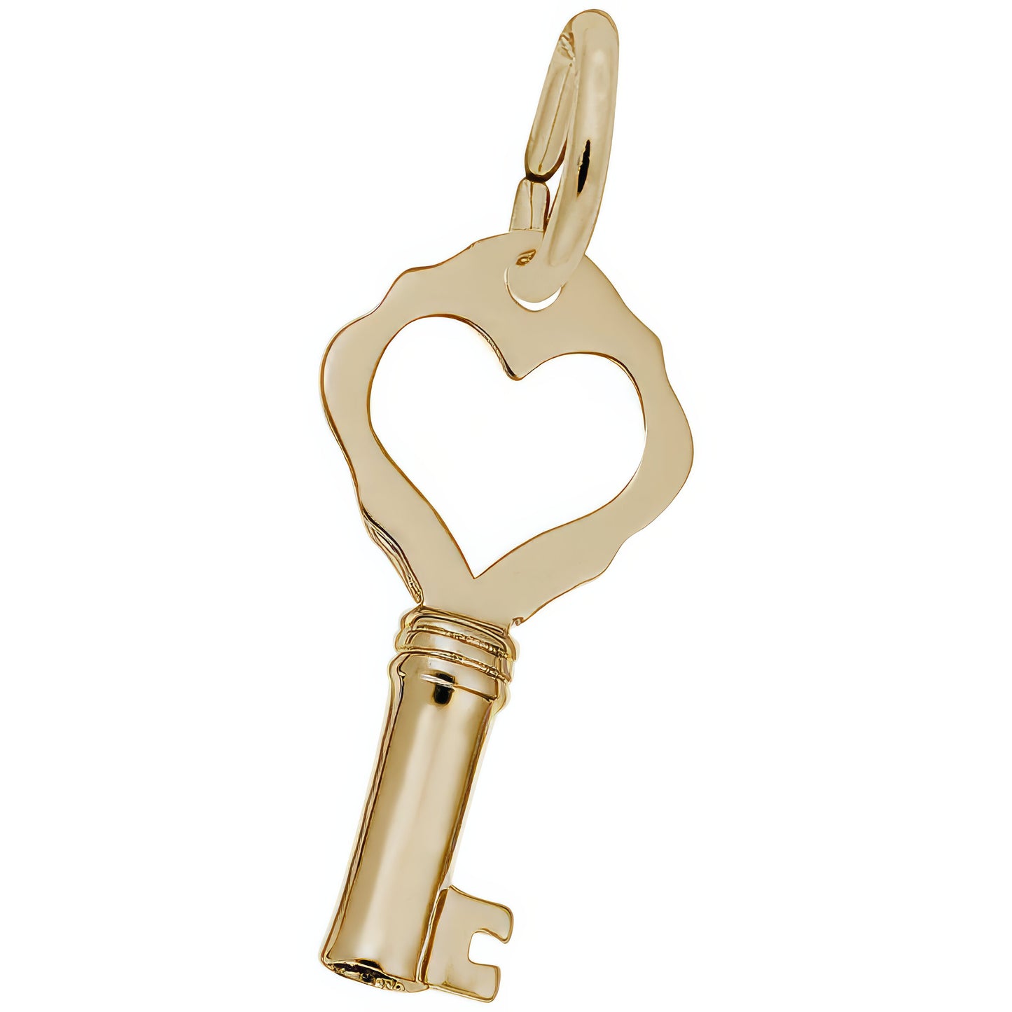 Key w/Heart Plain Charm - Metal - Sterling Silver