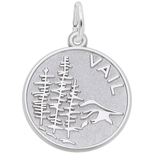 Vail Mountain Scene Charm - Metal - Sterling Silver