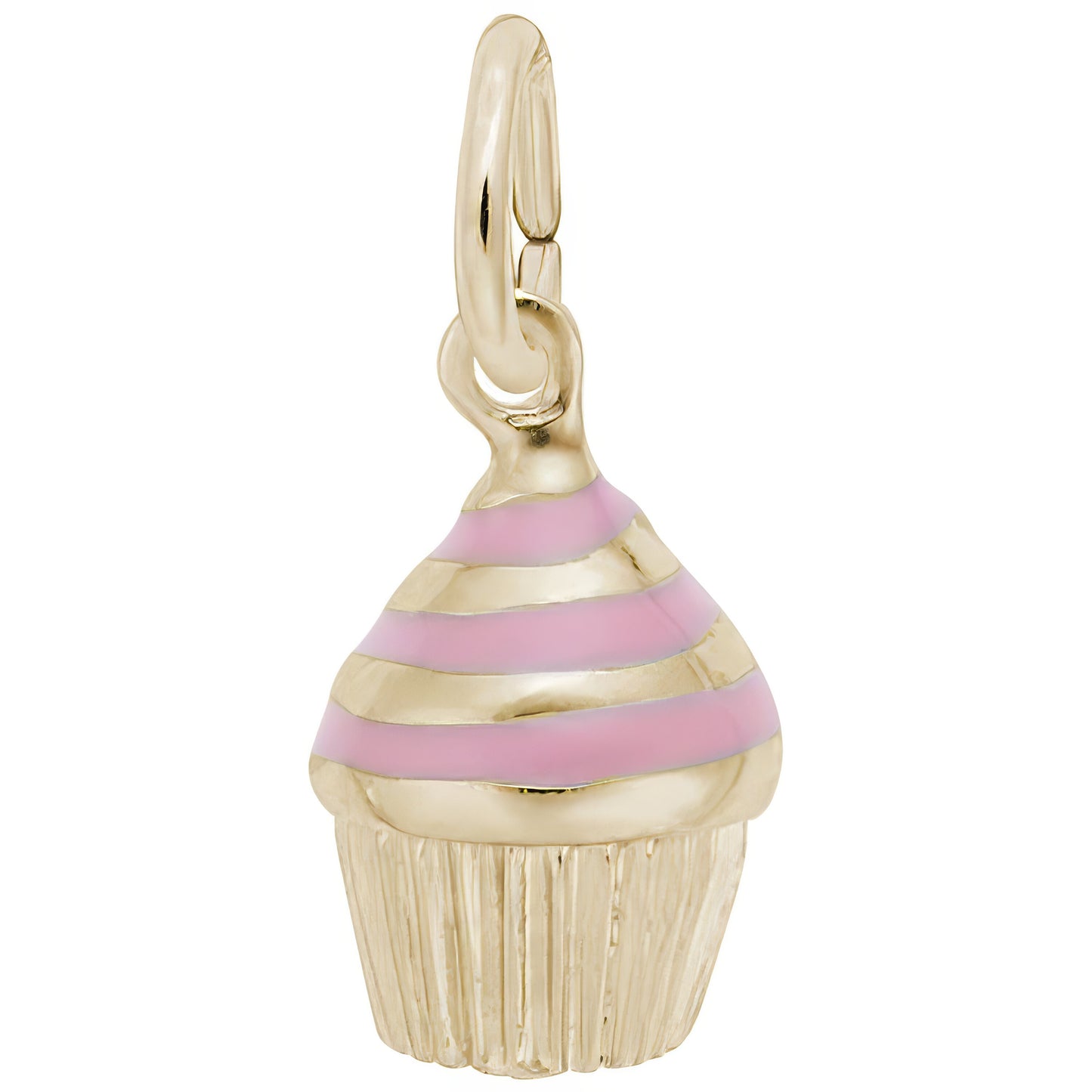 Sterling Silver Cupcake with Pink Icing Charm
